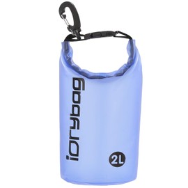IDRYBAG - Bolsa impermeable transparente flotante, para deportes de agua al aire última intervensión, ligera, enrollable, mantiene el equipo seco para kayak, pesca, barco, senderismo, camping, rafting, playa, 2 L, Azul, 2 L
