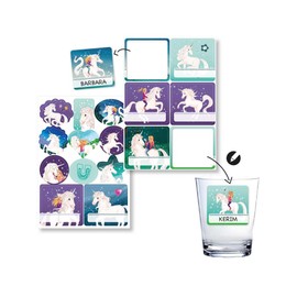 17 Cup Stickers * Star Tail * for 8 Children for Children's Birthday and Theme Party | with Name Field, Easy Removable Cup Stickers | Laura Girls Horses Unicorn Children Party Birthday