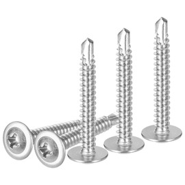 DTGN #8x1-1/4 Sheet Metal Screws - 100Pack - for Wood, Furniture - 410 Stainless Steel Phillips Round Head Washer Drill Tail Self Tapping Screws - Silver