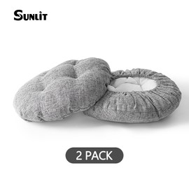 Sunlit Bar Stool Covers - Set of 2 Round Bar Stool Seat Covers, Soft and Cushioned Bar Chair Covers, Cover Only, 12 Inch Diameter, Gray