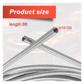 ZIMISI 3/16'' x 8 Ft Stainless Steel Brake Line Protector, Rustproof Gravel Guard Spring for 0.19'' Tube, Corrosion Resistance Car Fuel Pipe Protector for Off-road Vehicle, Truck, SUV (3/16"-8 Feet)