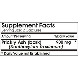 Prickly Ash Bark 900mg // 180 Capsules // Pure // by PureControl Supplements