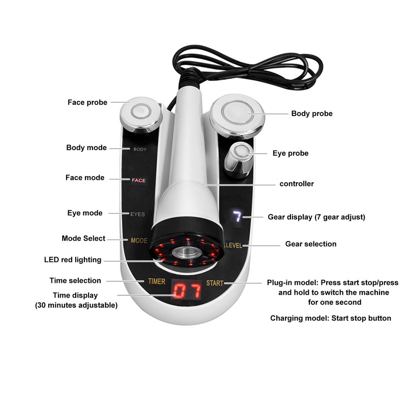 3 in 1 RF Skin Tightening Machine 7 Gears Remove