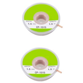 Desoldering Wick Wire, 2Pcs Pure Copper Solder Remover Tool of 1.5mm Width, 1.5m Length, Desoldering Braid Wire with Low Residue, No-Clean, High Suction Power