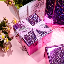 Flyhill Pink Wrapping Paper Roll-Metallic Holographic Shiny Star Galaxy Gift Wrap for Valentine's Day,Wedding,Birthday-17inch*32.8ft-46.8sq.ft