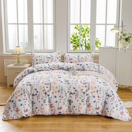 ATsense Cushion Cover 45 x 45 cm, Set of 2, 100% Cotton, Colourful Plants Flowers Pattern Pillowcase with Zip, Oeko-Tex Certified, Super Soft and Comfortable Cushion Cover