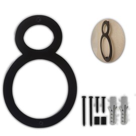 5" Floating Stainless Steel Address House Number, Modern Metal Anti-Rust House Numbers with Nail Kits for Door Garden Mailbox Decor Visibility Signage - Number: 8