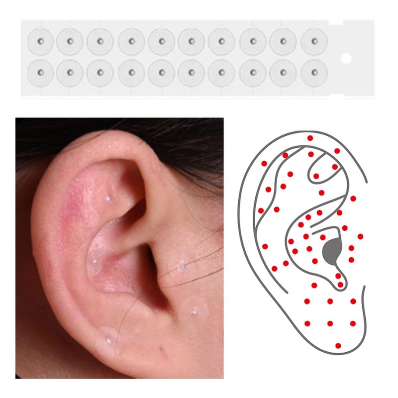 100 adesivi per seme auricolari, per agopuntura, trasparenti e impermeabili,