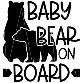 Baby Bear on Board Vinyl Car Decal, 6" x 5.6", Color Options