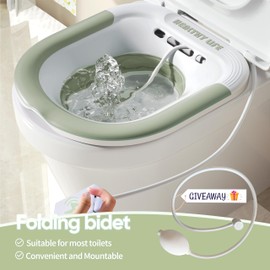 LeMeeOly Electric Sitz Bath, Unisex Foldable Sitz Bath for Toilet Seats, Sitz Bath for Postpartum Care and Hemorrhoids, Non-Slip & High Water Flow (Green)