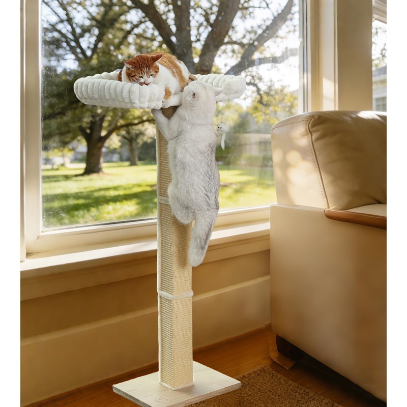 Cat Scratching Post with Large Window Perch, 47-Inch Tall Sisal