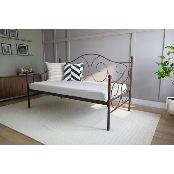 DHP Victoria Daybed, Twin Size Metal Frame, Multi-functional Furniture, Bronze