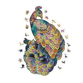 NBFBA Wooden Puzzle Adults, 100 Pieces Peacock Fun Irregular Shaped Puzzle for Adults, 16 x 27 cm Educational Toy for Adults and Children, Family Game Collection