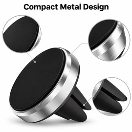 Magnetic Car Phone Mount for Air Vents – Compact Metal Phone Holder for Easy Smartphone Access While Driving