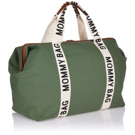 Childhome Signature Mommy Bag, Sporty Diaper Bag, Water Repellant Tote Bag, Large Diaper Bag, Baby Essentials Travel Bag, Hospital Bags for Labor and Delivery (Green)