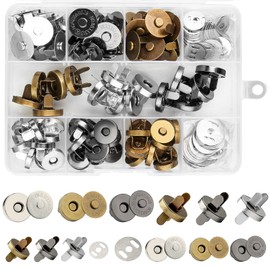 Zhenle 45 Pieces Magnetic Buttons 14 mm and 18 mm Magnetic Buttons 3 Colours Magnetic Button Poppers for Handbags Coats Jackets Windbreaker Purse Backpack