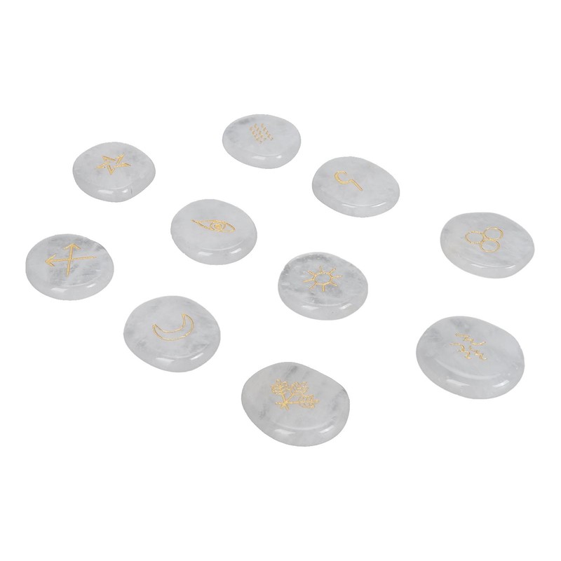 10Pcs Engraved Rune Stones Palm Stones Healing Witch Rune Stone