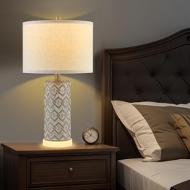 Kyrid 22'' Farmhouse Table Lamps Set of 2, Nightstand Lamps for Living Room and Bedroom, Rustic Lamps with Energy-Saving LED Bulbs Included