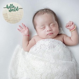 Baby Monthly Milestone Cards, 3D Premium Wooden Discs for Baby Photos and Pregnancy Journey plus BONUS Hello World Sign for Birth Announcement and Documenting Growth, Light Wood Photo Props (13 pcs) Baby Shower and Gender Reveal Gift (Green)