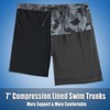 QRANSS Men's Swim Trunks with Compression Liner 7'' Black Camo