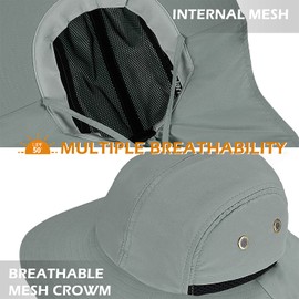 Fishing Hat with Ear Neck Flap Cover Wide Brim Sun Protection Safari Cap for Men Women Hunting, Hiking, Camping, Boating & Outdoor Adventures