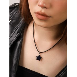 OJERRY Blue Sandstone Kawaii Cute Star Charms Pendant Necklaces Gemstone Necklace Things Summer Essentials Accessories Jewelry for Women Trendy Stuff Gifts