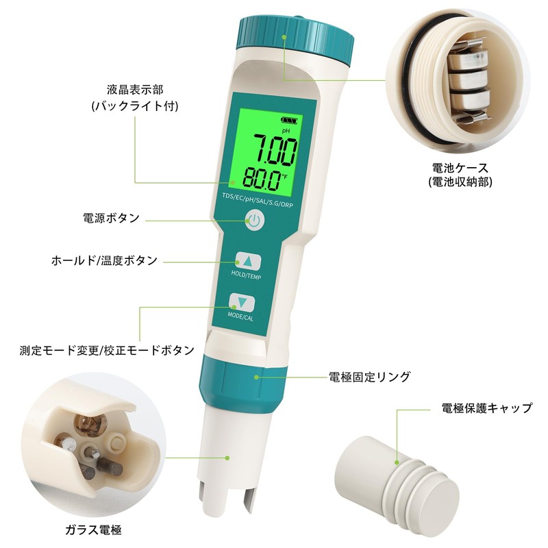 Slyfox 7 in 1 PH/EC/TDS/Salt/S.G/ORP/Temperature Meter, Pools, Aquariums, Water Quality