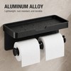 Dual Roll Toilet Paper Holder with Shelf – Black Aluminum