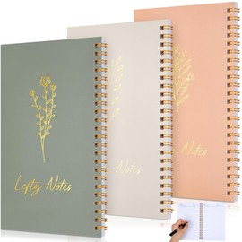 Lewtemi Small 3 Pieces Left Handed Notebook 8 x 5 Inch Small Lefty Spiral Notebooks Wire Bound Paper Journal for College Subject Office Worker Supplies Easier Use, 100 Page(Soft Color)