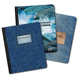 AUKSales Composition Notebook 500Gsm Cover Multi-design Wide Ruled - Size 7.5"X9.75" Pack of 48 (Jeans, 6 Packs)