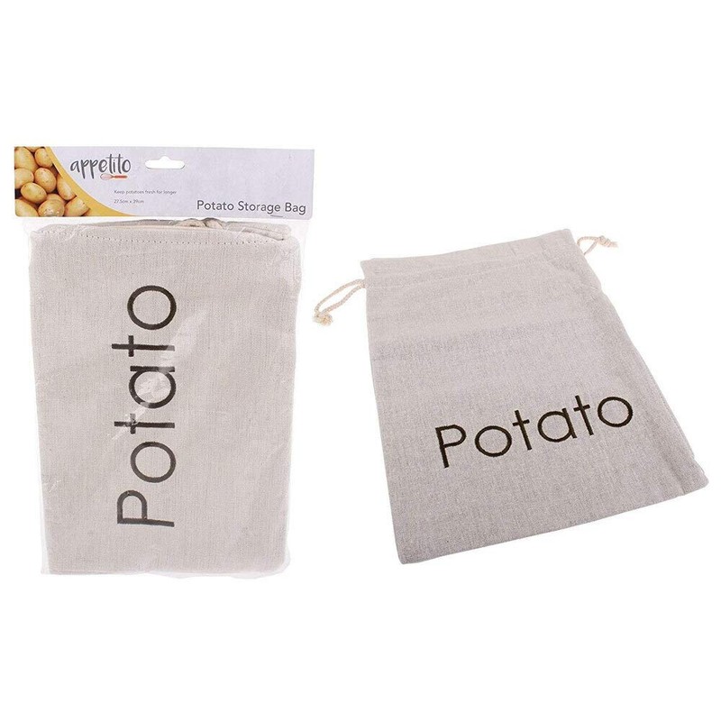 New APPETITO Potato Storage Bag Sack Drawstring Zip Zipper Washable