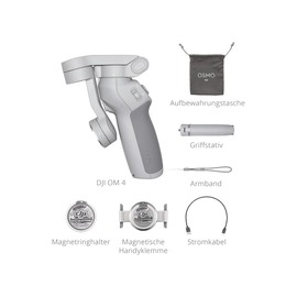 DJI OM 4 - Handheld 3-Axis Smartphone Gimbal Stabilizer with Grip, Tripod, Gimbal Stabilizer Ideal for Vlogging, YouTube, Live Video, Phone Stabilizer Compatible with iPhone and Android