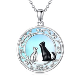925 Sterling Silver Panda/Dog/Cat/Butterfly/Fox/Whale/Bird Moonstone Pendant Necklace, Moonstone Animal Necklace for Women, with 18+2inch Chain (Style 6)