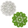 Floral Snowflakes Felt Coasters, Set of 4 (Silver/Green Reversible)