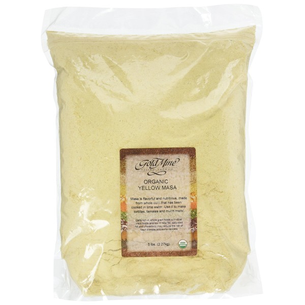 GoldMine Natural Food Organic Corn Masa, Yellow Corn, 5 Lb Bag