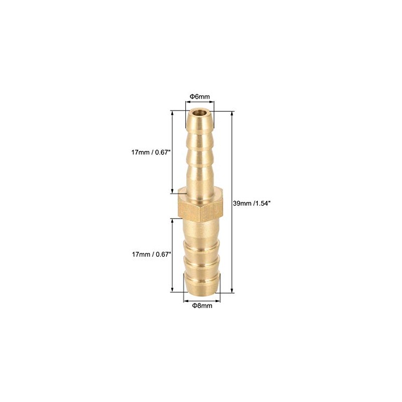 sourcing map Straight Brass Barb Fitting Reducer, Fit Hose ID