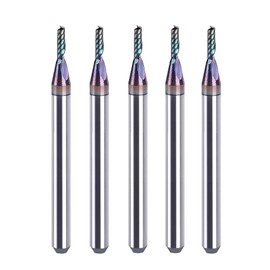 SpeTool 5PCS O Flute Spiral Rouer Bits 1/8 Inch Shank 1/16 Inch Cutting Diameter, Solid Carbide Upcut CNC Router Bit Single Flute End Mill for Aluminum Acrylic Metal Milling Cutter
