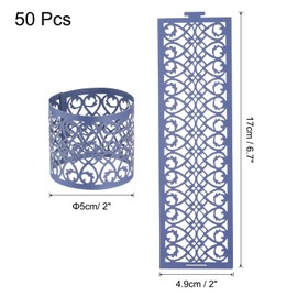 sourcing map 50Pcs Napkin Rings Laser Cut Foil Paper, Napkin Holder Hollow Napkin Bands for Weddings Party Serviette Table Decoration Restaurant (Dark Blue, 6.7 x 2")