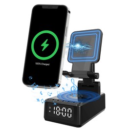 Wireless Charger Stand, Bluetooth Speaker with Portable Watch, Gift Idea for Men, Women, Mum, Dad, Birthday, Christmas