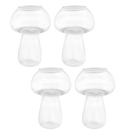G Francis Mushroom Cocktail Glasses 4pk - 9oz Creative Drinking Glasses Novelty Mushroom Shaped Glass Cup Set