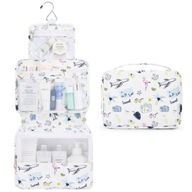 Mossio Hanging Toiletry Bag with Sturdy Hook - Large Portable Cosmetic Makeup Travel Organizer for Men & Women Plane Flamingo