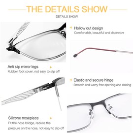 LJIMI Photochromic Progressive Multifocus Reading Sunglasses with Spring Hinges UV Protection Multifocal Transition Sun Reader, black