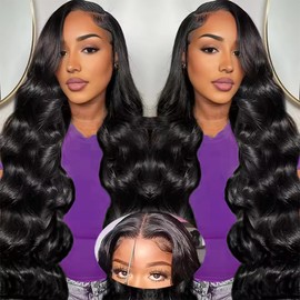 Thickrot Body Wave Lace Front Wigs Human Hair Pre Plucked 200% Density 13X4 HD Lace Frontal Wigs Human Hair Glueless Wigs for Women Body Wave Wig Human Hair Natural Color 24 Inch