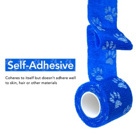 RISEN Cohesive Bandage 2” x 5 Yards, 6 Rolls, Self Adherent Wrap Medical Tape, Adhesive Flexible Breathable First Aid Gauze Ideal for Stretch Athletic