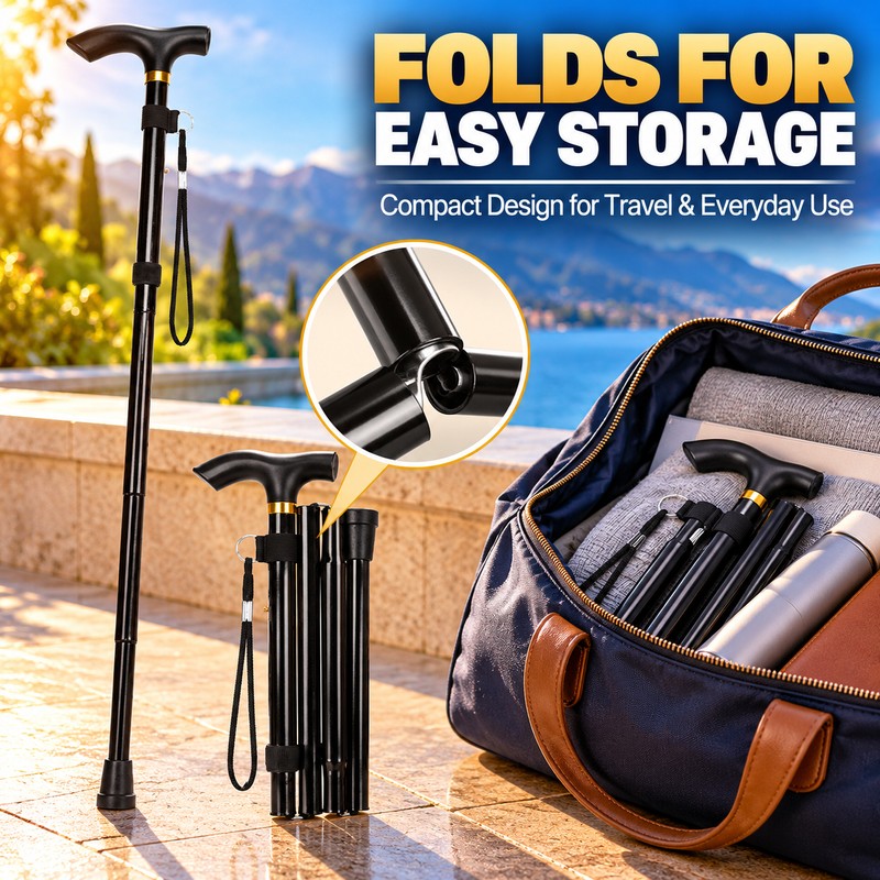 Foldable Walking Cane for Everyday Mobility – 5-Level Adjustable Lightweight
