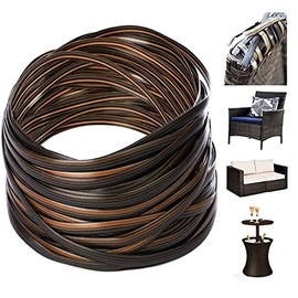 Wicker Repair Material,Synthetic Embossing Rattan Furniture Fix Kit Gradiant Coffe Brown Flat Plastic Weaving Material for Rattan Furniture and Chair Basket Patio Conversation Furtinue-220ft(1.1lb)
