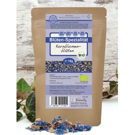 Blue Organic Cornflower Blossoms with Goblet | Edible Premium Quality for Tea | 15g | direct&friendly (15g)