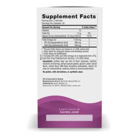 Nordic Naturals Suplemento Posnatal Omega-3, 1120 mg de Omega + 1000 IU de Vitamina D3, 60 cápsulas Sabor Limón