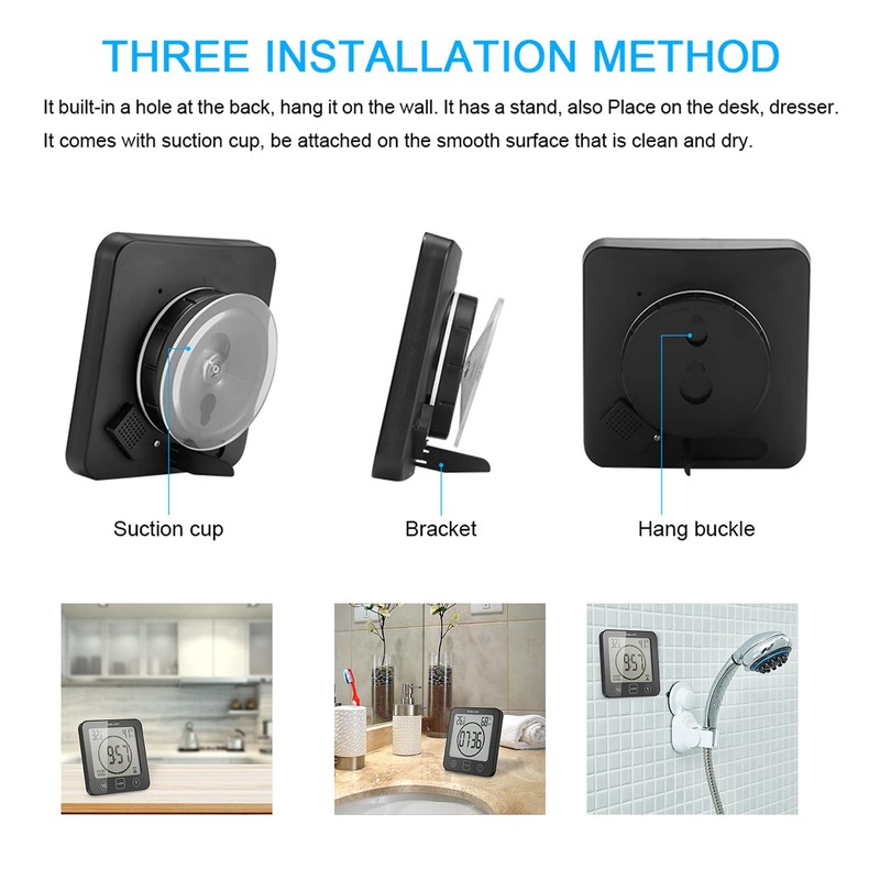 Digital Bathroom Shower Wall Clock Timer, Shower Clock Waterproof with