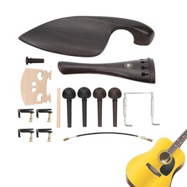 4/4 Violin Parts, 13Pcs Set Include Tailpiece Chin Rest Bracket Tuning Pegs Bridge Tail Gut Sound Post Endpin Fine Tunners Violin Accessories Kit Replacement